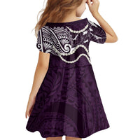 Aloha Hawaii Kalo Pikake Lei Kid Short Sleeve Dress Chest Tattoo Purple Hawaiian Pattern LT14 - Polynesian Pride