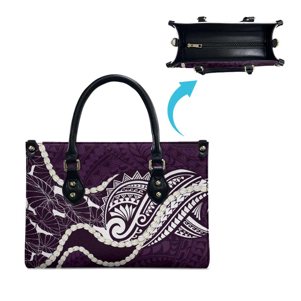 Aloha Hawaii Kalo Pikake Lei Leather Bag Chest Tattoo Purple Hawaiian Pattern