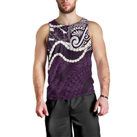 Aloha Hawaii Kalo Pikake Lei Men Tank Top Chest Tattoo Purple Hawaiian Pattern