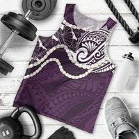Aloha Hawaii Kalo Pikake Lei Men Tank Top Chest Tattoo Purple Hawaiian Pattern