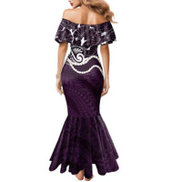 Aloha Hawaii Kalo Pikake Lei Mermaid Dress Chest Tattoo Purple Hawaiian Pattern LT14 - Polynesian Pride
