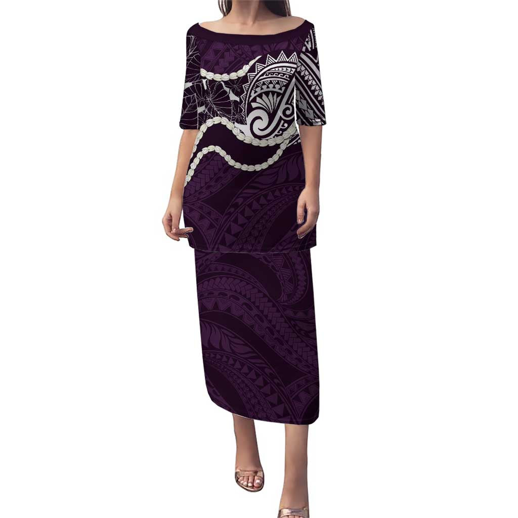 Aloha Hawaii Kalo Pikake Lei Puletasi Chest Tattoo Purple Hawaiian Pattern