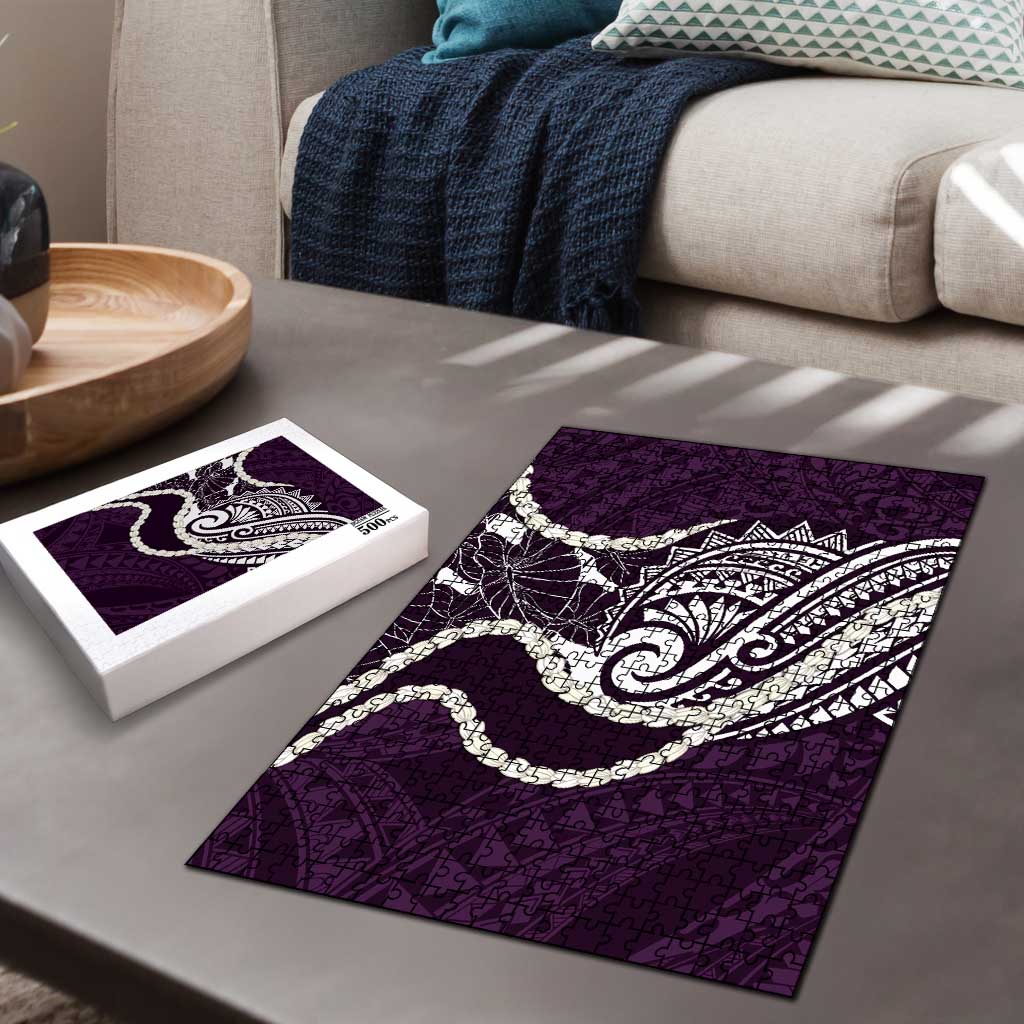 Aloha Hawaii Kalo Pikake Lei Puzzle Chest Tattoo Purple Hawaiian Pattern
