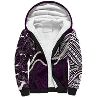 Aloha Hawaii Kalo Pikake Lei Sherpa Hoodie Chest Tattoo Purple Hawaiian Pattern LT14 Unisex Purple - Polynesian Pride