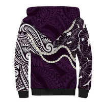 Aloha Hawaii Kalo Pikake Lei Sherpa Hoodie Chest Tattoo Purple Hawaiian Pattern LT14 - Polynesian Pride