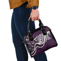 Aloha Hawaii Kalo Pikake Lei Shoulder Handbag Chest Tattoo Purple Hawaiian Pattern