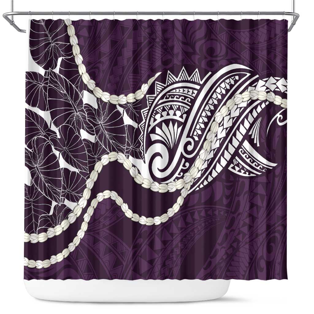 Aloha Hawaii Kalo Pikake Lei Shower Curtain Chest Tattoo Purple Hawaiian Pattern LT14 Purple - Polynesian Pride