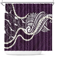Aloha Hawaii Kalo Pikake Lei Shower Curtain Chest Tattoo Purple Hawaiian Pattern LT14 Purple - Polynesian Pride