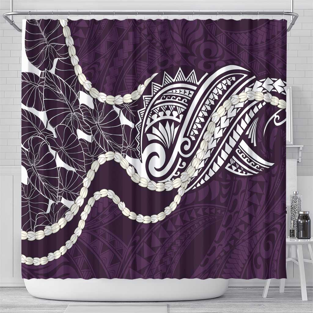 Aloha Hawaii Kalo Pikake Lei Shower Curtain Chest Tattoo Purple Hawaiian Pattern LT14 - Polynesian Pride