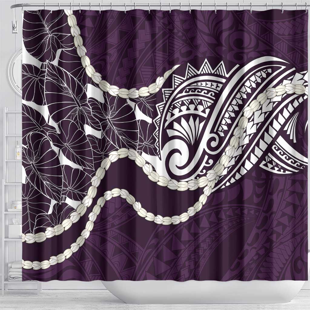 Aloha Hawaii Kalo Pikake Lei Shower Curtain Chest Tattoo Purple Hawaiian Pattern LT14 - Polynesian Pride