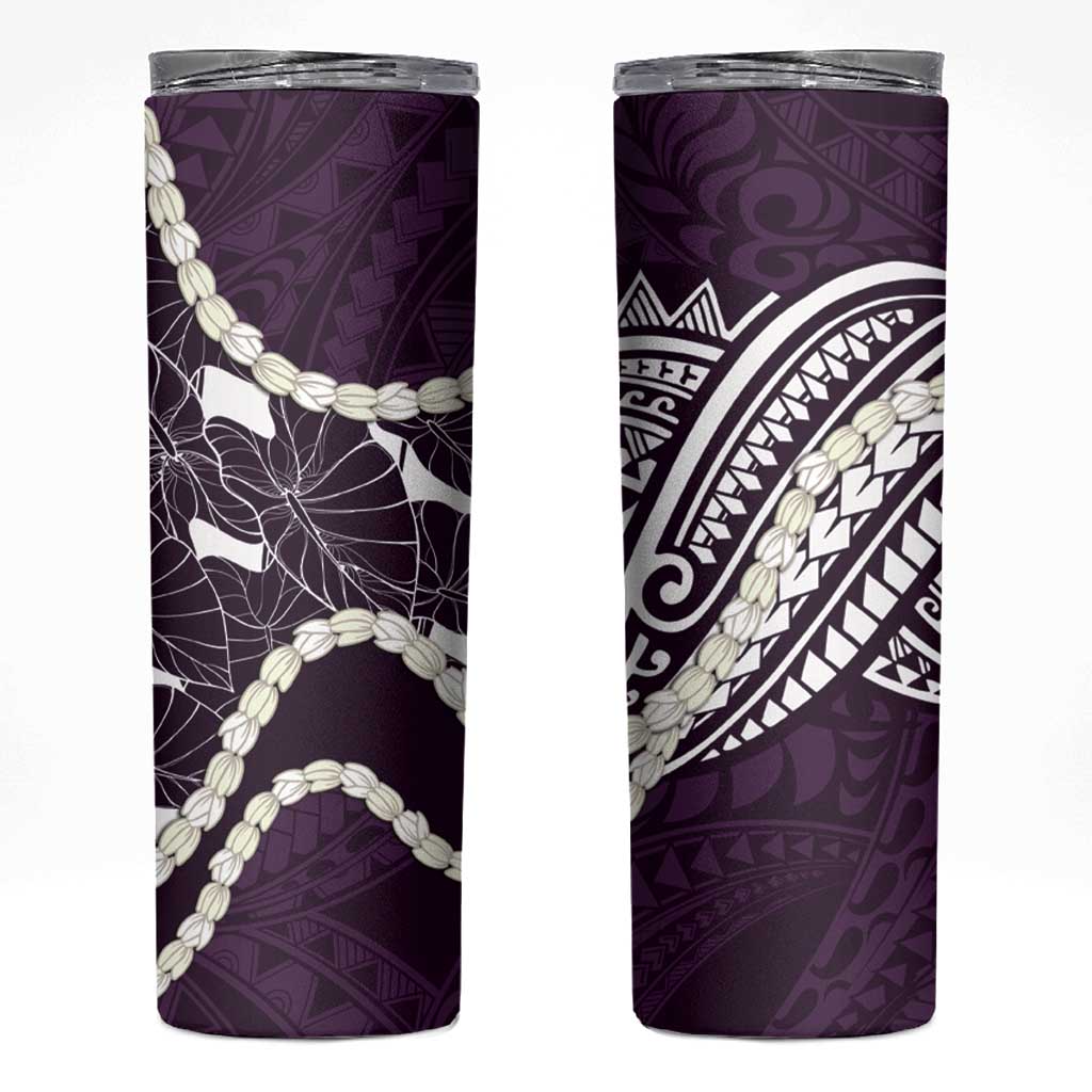 Aloha Hawaii Kalo Pikake Lei Skinny Tumbler Chest Tattoo Purple Hawaiian Pattern LT14 Purple - Polynesian Pride
