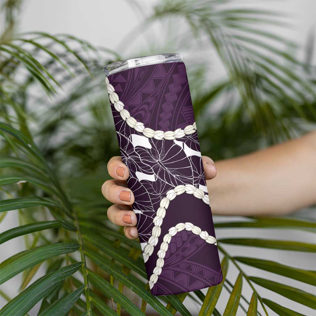 Aloha Hawaii Kalo Pikake Lei Skinny Tumbler Chest Tattoo Purple Hawaiian Pattern LT14 - Polynesian Pride