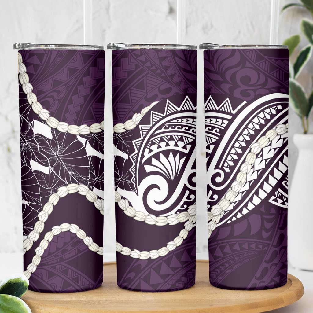 Aloha Hawaii Kalo Pikake Lei Skinny Tumbler Chest Tattoo Purple Hawaiian Pattern LT14 - Polynesian Pride