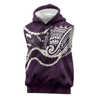 Aloha Hawaii Kalo Pikake Lei Sleeveless Hoodie Chest Tattoo Purple Hawaiian Pattern LT14 Purple - Polynesian Pride
