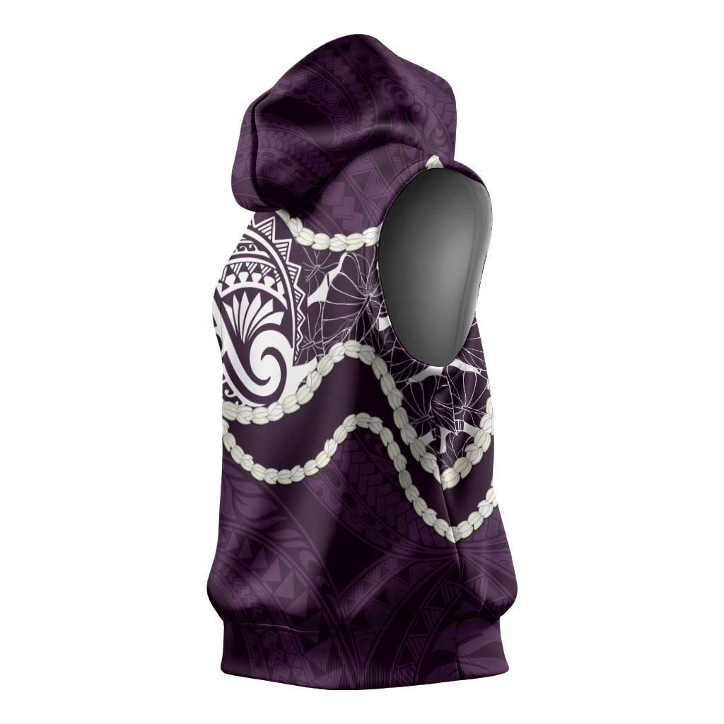 Aloha Hawaii Kalo Pikake Lei Sleeveless Hoodie Chest Tattoo Purple Hawaiian Pattern LT14 - Polynesian Pride