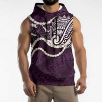 Aloha Hawaii Kalo Pikake Lei Sleeveless Hoodie Chest Tattoo Purple Hawaiian Pattern LT14 - Polynesian Pride