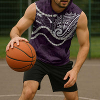 Aloha Hawaii Kalo Pikake Lei Sleeveless Hoodie Chest Tattoo Purple Hawaiian Pattern LT14 - Polynesian Pride