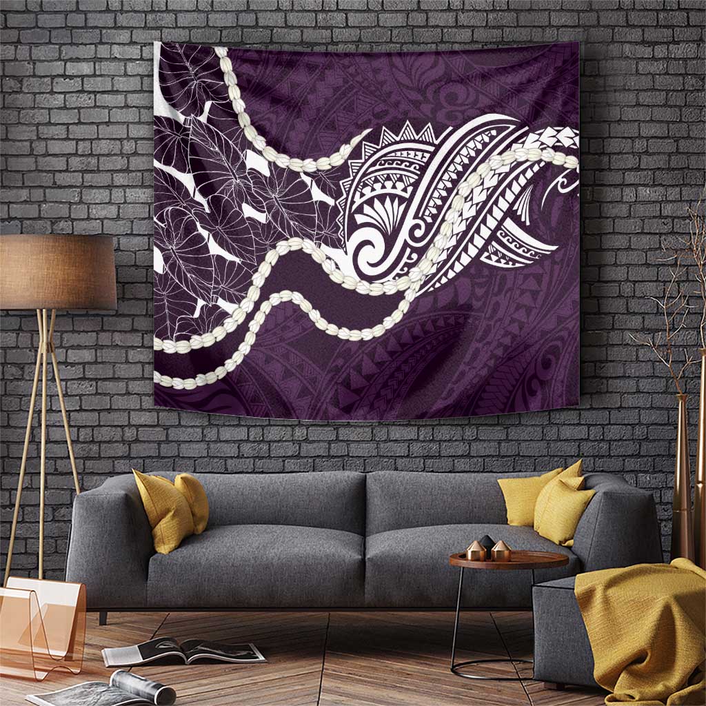 Aloha Hawaii Kalo Pikake Lei Tapestry Chest Tattoo Purple Hawaiian Pattern