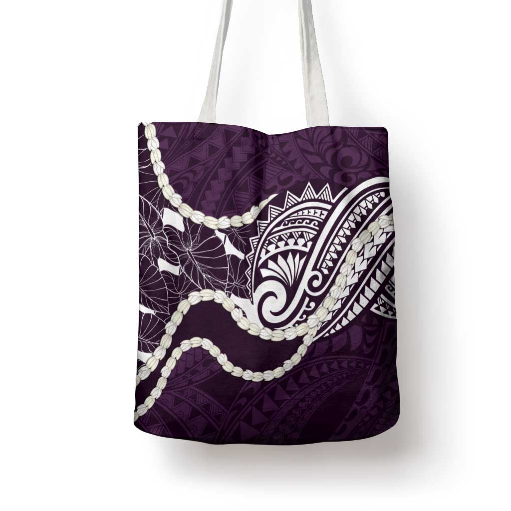 Aloha Hawaii Kalo Pikake Lei Tote Bag Chest Tattoo Purple Hawaiian Pattern