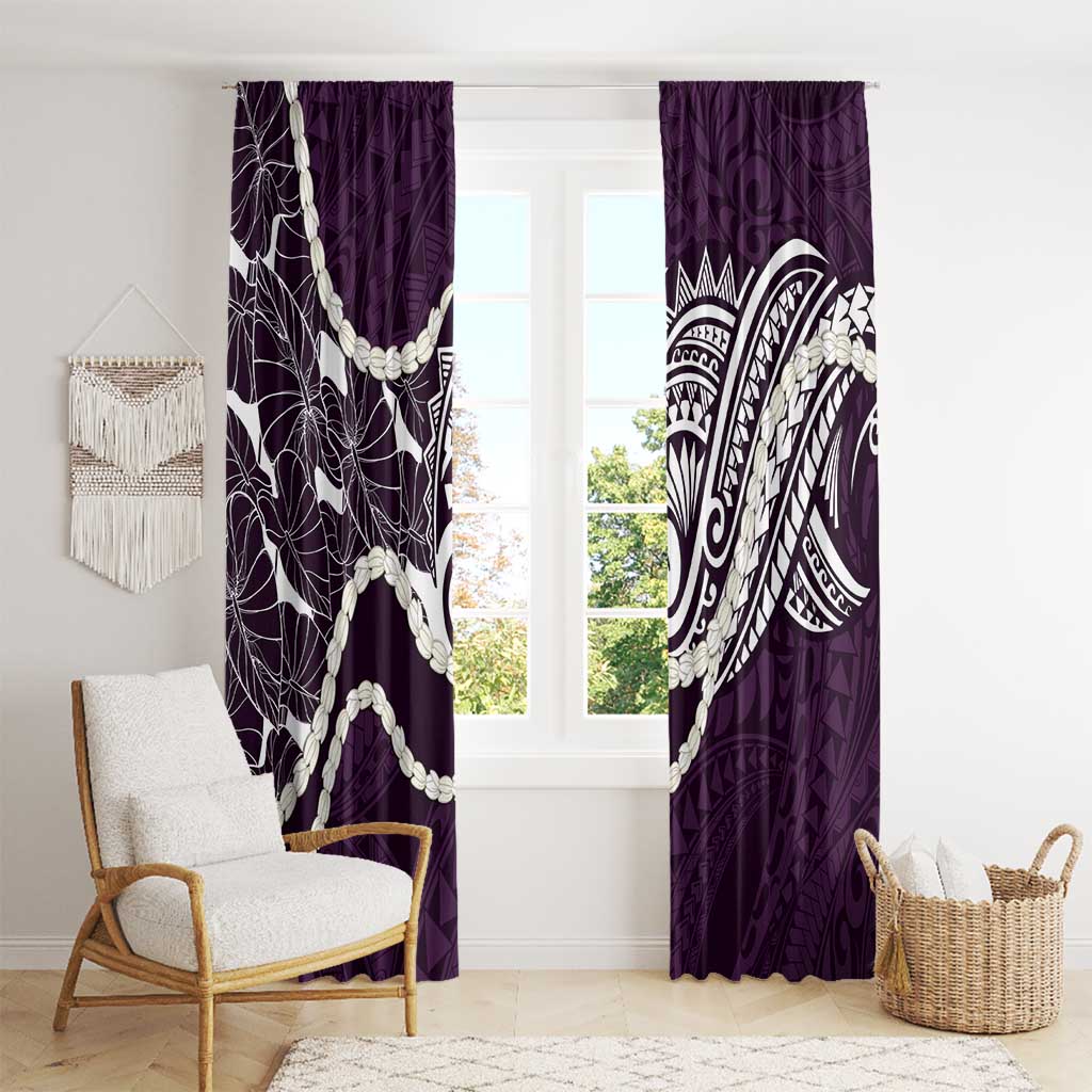 Aloha Hawaii Kalo Pikake Lei Window Curtain Chest Tattoo Purple Hawaiian Pattern