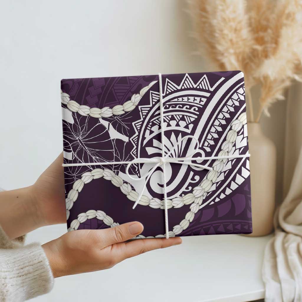 Aloha Hawaii Kalo Pikake Lei Wrapping Paper Chest Tattoo Purple Hawaiian Pattern