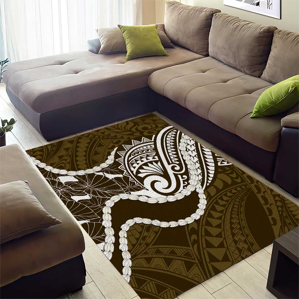 Aloha Hawaii Kalo Pikake Lei Area Rug Chest Tattoo Gold Hawaiian Pattern