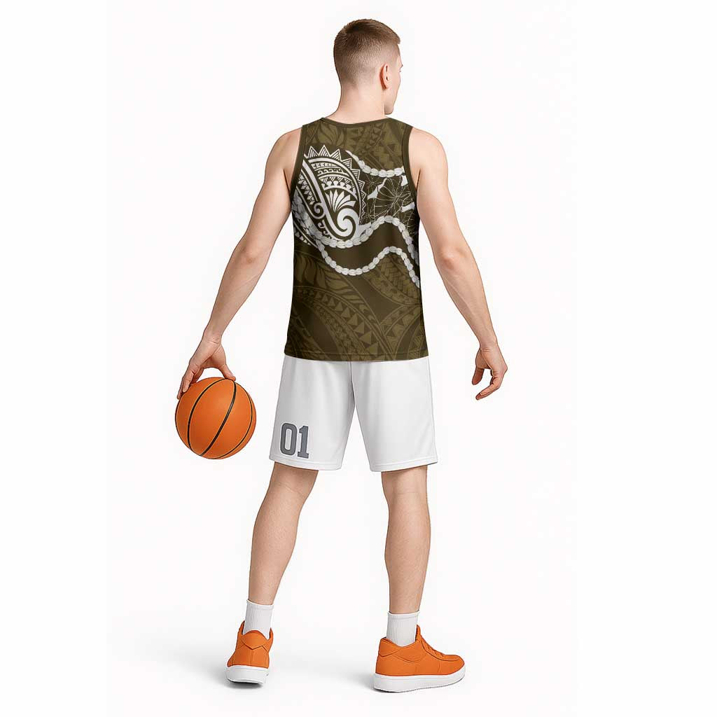 Aloha Hawaii Kalo Pikake Lei Basketball Jersey Chest Tattoo Gold Hawaiian Pattern