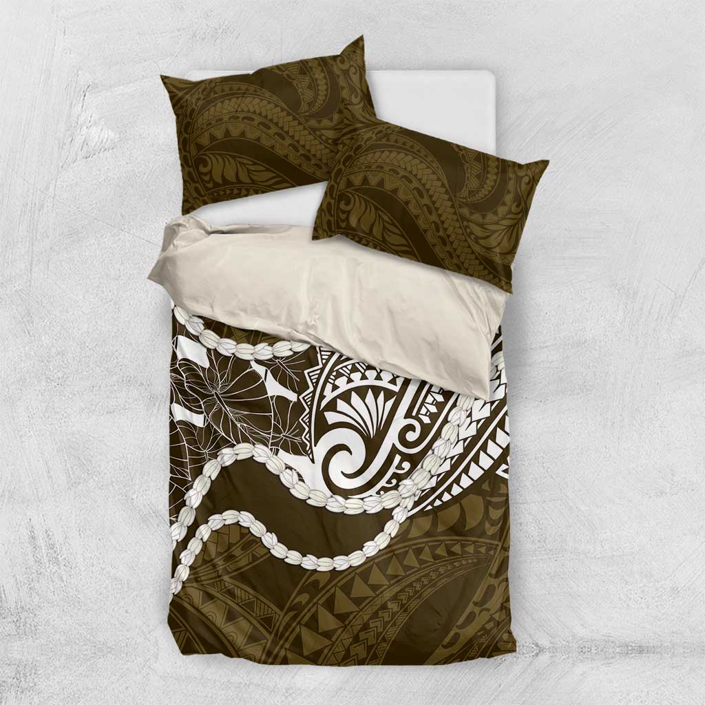 Aloha Hawaii Kalo Pikake Lei Bedding Set Chest Tattoo Gold Hawaiian Pattern