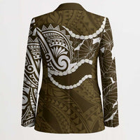Aloha Hawaii Kalo Pikake Lei Blazer Chest Tattoo Gold Hawaiian Pattern