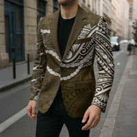 Aloha Hawaii Kalo Pikake Lei Blazer Chest Tattoo Gold Hawaiian Pattern