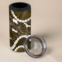 Aloha Hawaii Kalo Pikake Lei 4 in 1 Can Cooler Tumbler Chest Tattoo Gold Hawaiian Pattern LT14 - Polynesian Pride