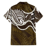 Aloha Hawaii Kalo Pikake Lei Family Matching Long Sleeve Bodycon Dress and Hawaiian Shirt Chest Tattoo Gold Hawaiian Pattern LT14 - Polynesian Pride