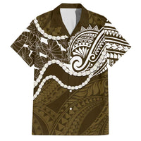 Aloha Hawaii Kalo Pikake Lei Family Matching Mermaid Dress and Hawaiian Shirt Chest Tattoo Gold Hawaiian Pattern LT14 Dad's Shirt - Short Sleeve Gold - Polynesian Pride