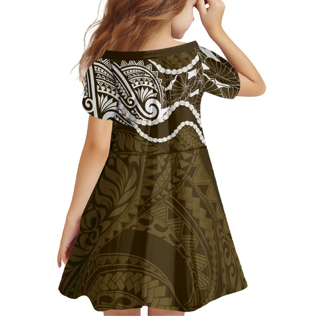 Aloha Hawaii Kalo Pikake Lei Family Matching Off Shoulder Maxi Dress and Hawaiian Shirt Chest Tattoo Gold Hawaiian Pattern LT14 - Polynesian Pride