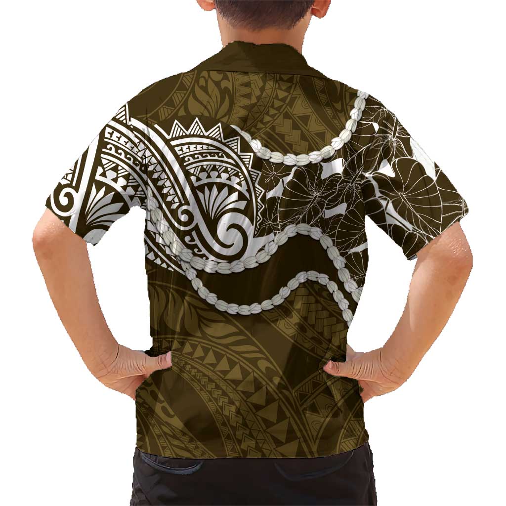 Aloha Hawaii Kalo Pikake Lei Family Matching Puletasi and Hawaiian Shirt Chest Tattoo Gold Hawaiian Pattern LT14 - Polynesian Pride