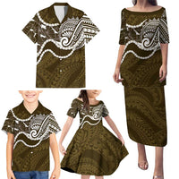 Aloha Hawaii Kalo Pikake Lei Family Matching Puletasi and Hawaiian Shirt Chest Tattoo Gold Hawaiian Pattern LT14 - Polynesian Pride
