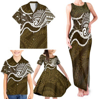 Aloha Hawaii Kalo Pikake Lei Family Matching Tank Maxi Dress and Hawaiian Shirt Chest Tattoo Gold Hawaiian Pattern LT14 - Polynesian Pride