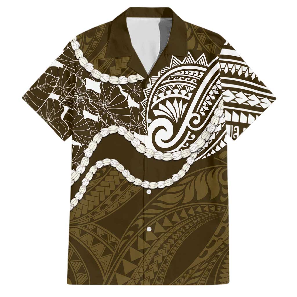 Aloha Hawaii Kalo Pikake Lei Family Matching Tank Maxi Dress and Hawaiian Shirt Chest Tattoo Gold Hawaiian Pattern LT14 Dad's Shirt - Short Sleeve Gold - Polynesian Pride