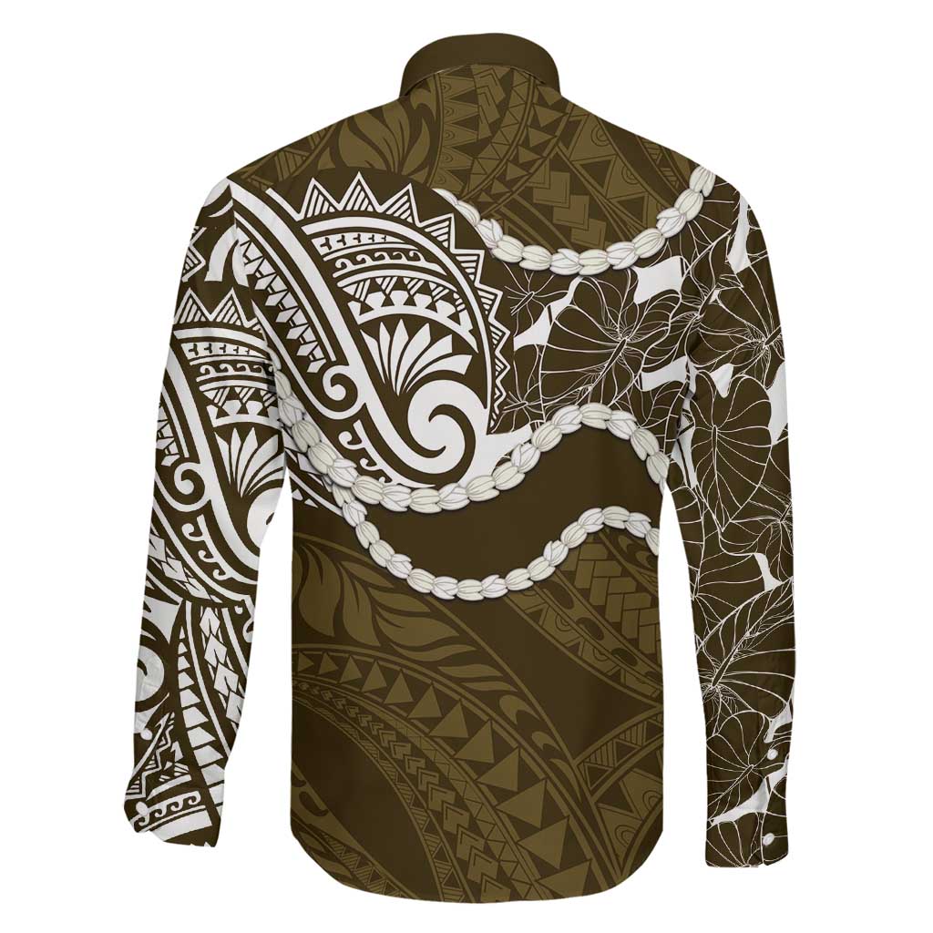 Aloha Hawaii Kalo Pikake Lei Family Matching Tank Maxi Dress and Hawaiian Shirt Chest Tattoo Gold Hawaiian Pattern LT14 - Polynesian Pride