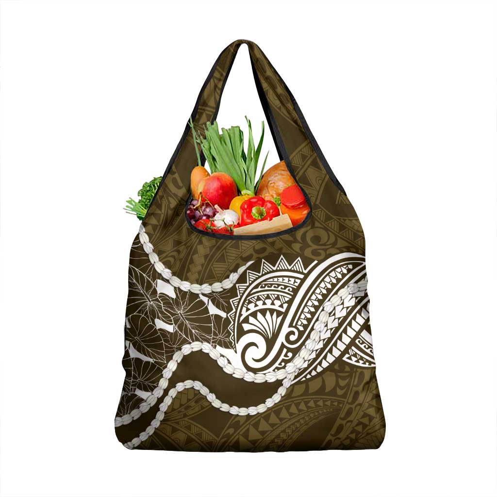 Aloha Hawaii Kalo Pikake Lei Grocery Bag Chest Tattoo Gold Hawaiian Pattern LT14 1-pack One Size Gold - Polynesian Pride