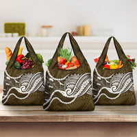 Aloha Hawaii Kalo Pikake Lei Grocery Bag Chest Tattoo Gold Hawaiian Pattern LT14 3-pack One Size Gold - Polynesian Pride