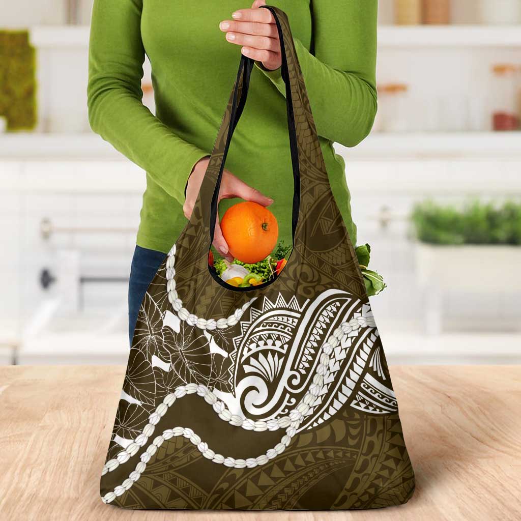 Aloha Hawaii Kalo Pikake Lei Grocery Bag Chest Tattoo Gold Hawaiian Pattern LT14 - Polynesian Pride
