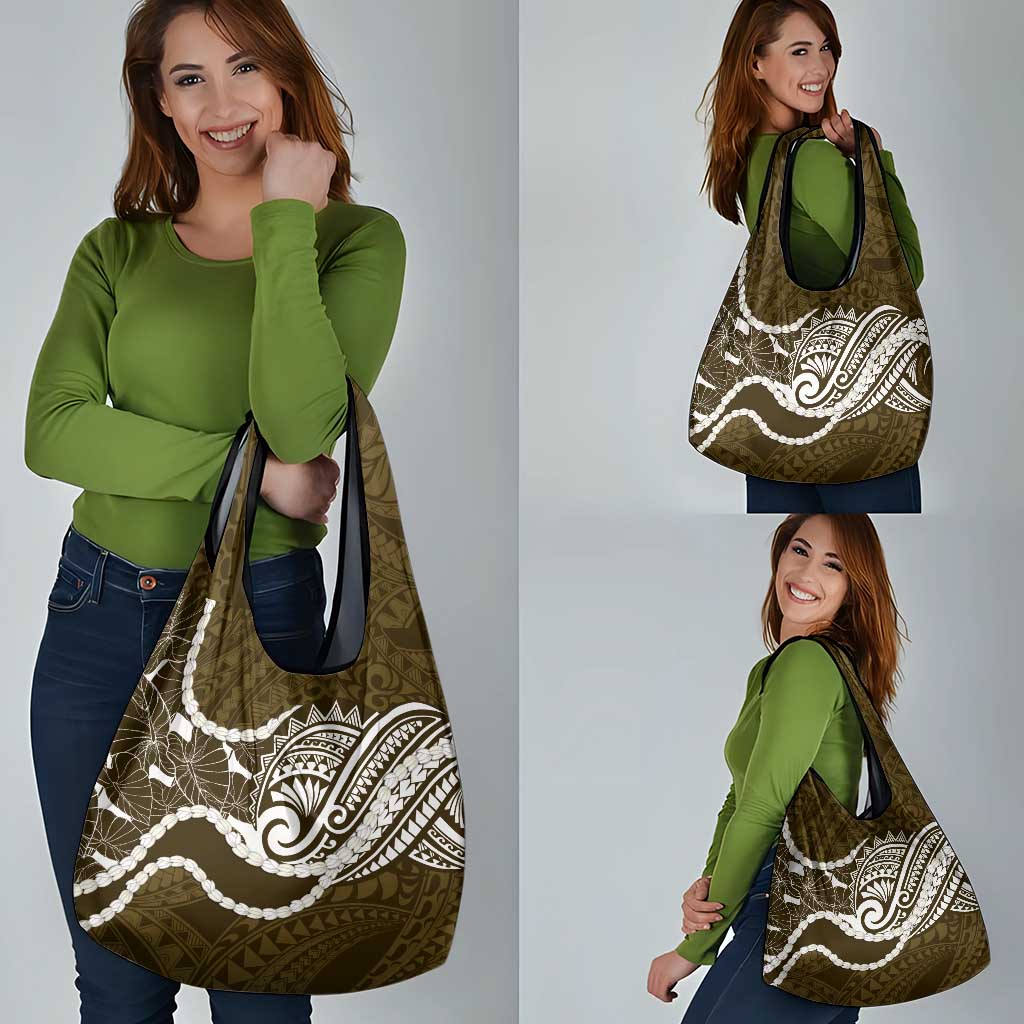 Aloha Hawaii Kalo Pikake Lei Grocery Bag Chest Tattoo Gold Hawaiian Pattern LT14 - Polynesian Pride