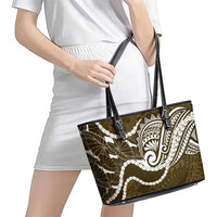 Aloha Hawaii Kalo Pikake Lei Leather Tote Bag Chest Tattoo Gold Hawaiian Pattern