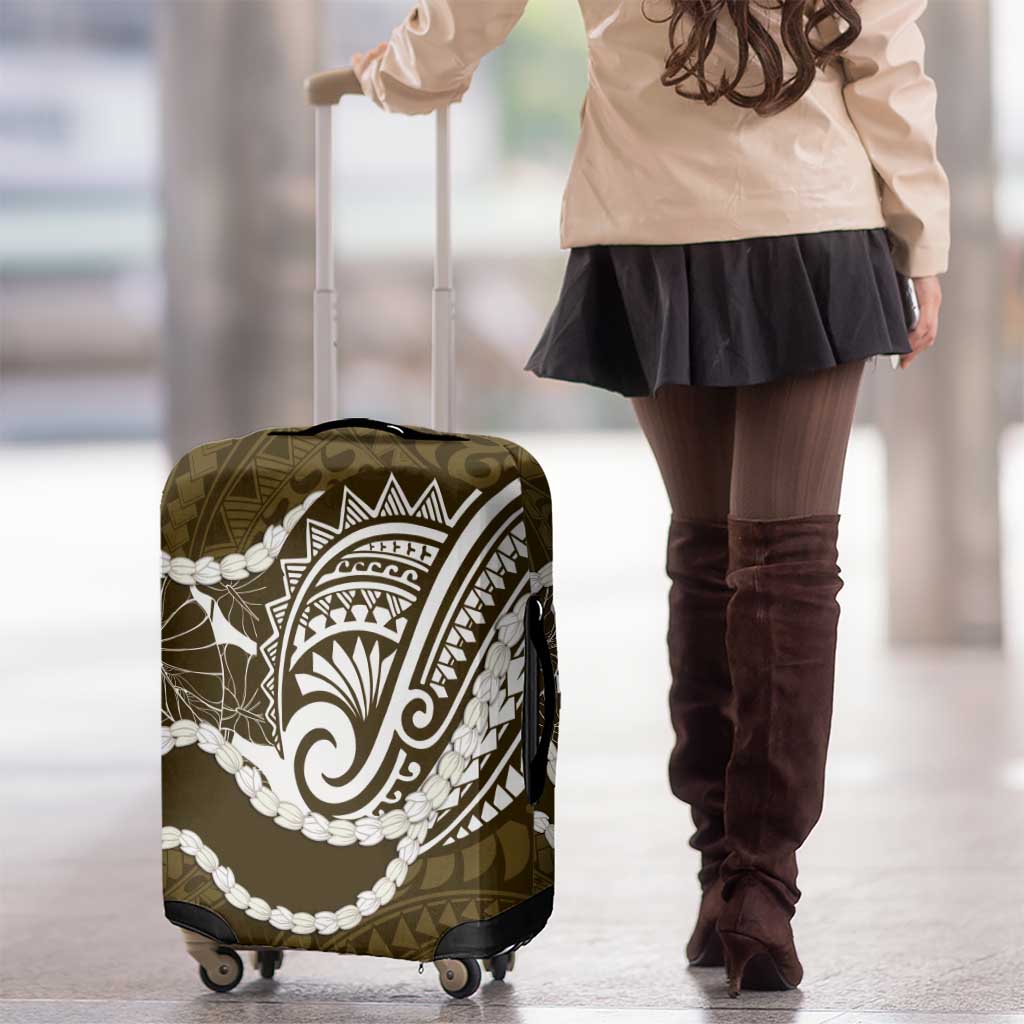 Aloha Hawaii Kalo Pikake Lei Luggage Cover Chest Tattoo Gold Hawaiian Pattern