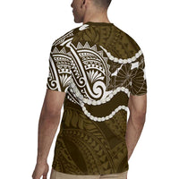 Aloha Hawaii Kalo Pikake Lei Rugby Jersey Chest Tattoo Gold Hawaiian Pattern