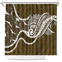 Aloha Hawaii Kalo Pikake Lei Shower Curtain Chest Tattoo Gold Hawaiian Pattern LT14 Gold - Polynesian Pride