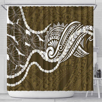 Aloha Hawaii Kalo Pikake Lei Shower Curtain Chest Tattoo Gold Hawaiian Pattern LT14 - Polynesian Pride