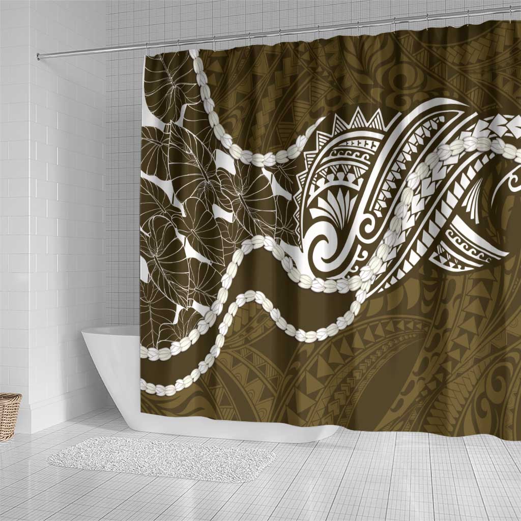 Aloha Hawaii Kalo Pikake Lei Shower Curtain Chest Tattoo Gold Hawaiian Pattern LT14 - Polynesian Pride