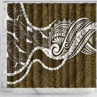 Aloha Hawaii Kalo Pikake Lei Shower Curtain Chest Tattoo Gold Hawaiian Pattern LT14 - Polynesian Pride